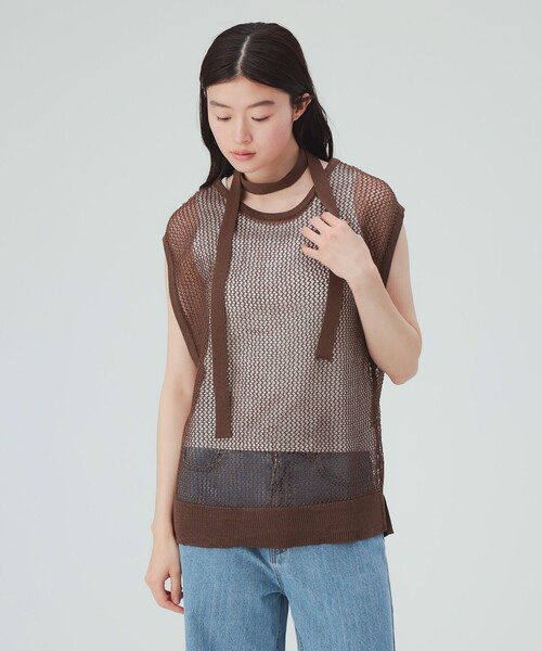 BEAMS HEART(ビームスハート)の「チョーカー付き メッシュ ベスト(セットアイテム・接触冷感)(ベスト・レディース・ブラック/ブラウン/ベージュ・ONE SIZE)」の11枚目の写真
