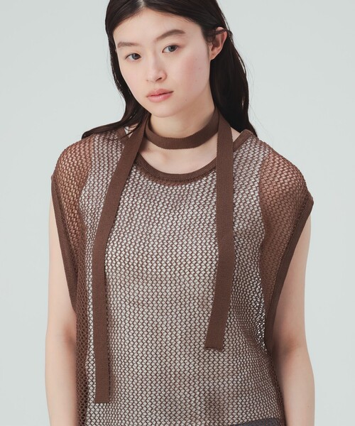 BEAMS HEART(ビームスハート)の「チョーカー付き メッシュ ベスト(セットアイテム・接触冷感)(ベスト・レディース・ブラック/ブラウン/ベージュ・ONE SIZE)」の12枚目の写真