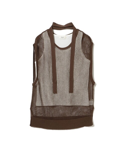 BEAMS HEART（ビームスハート）の「チョーカー付き メッシュ ベスト（セットアイテム・接触冷感）（ベスト・レディース・ブラック/ブラウン/ベージュ・ONE SIZE）」の4枚目の写真