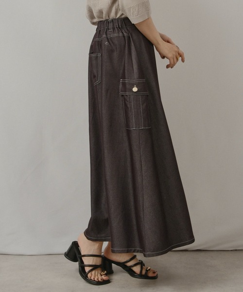 palm RICHE(ポームリシュ)の「RTデニムSK(スカート・レディース・ブラック/ライトブルー/オフホワイト・M)」の7枚目の写真