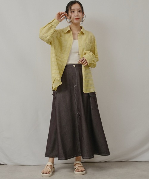 palm RICHE(ポームリシュ)の「RTデニムSK(スカート・レディース・ブラック/ライトブルー/オフホワイト・M)」の12枚目の写真