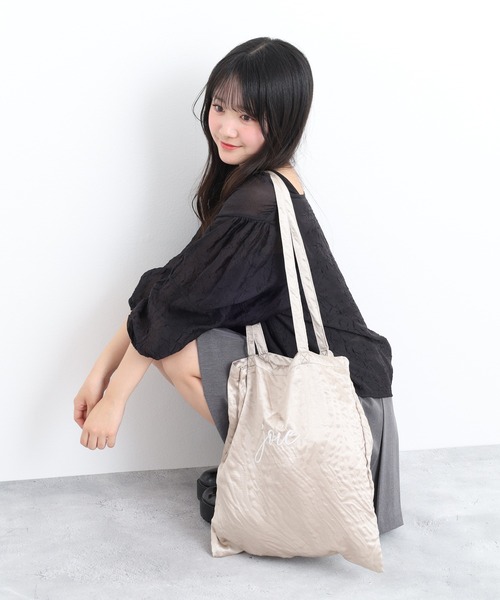 FUNALIVE(ファンアライブ)の「ロゴ刺繍トート(トートバッグ・レディース・グレー/ピンク/グリーン/ブラック/シャンパン・FREE)」の5枚目の写真