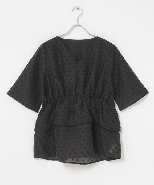 URBAN RESEARCH ROSSO WOMEN(アーバンリサーチ ロッソ)の「『WEB限定』ジャガードペプラムブラウス(シャツ/ブラウス・レディース・ブラック系その他/ライトベージュ/ブラック・FREE)」の12枚目の写真