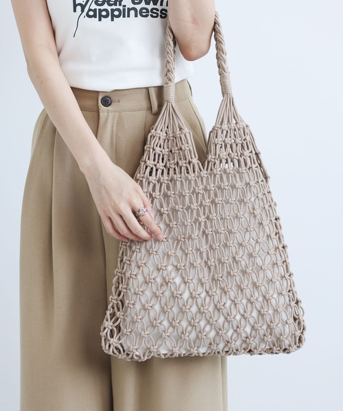 LA VORAGINE(ラ ヴォラジネ)の「【選べる3色展開!】マクラメトートバッグ(トートバッグ・レディース・Black/White/Beige・FREE)」の3枚目の写真