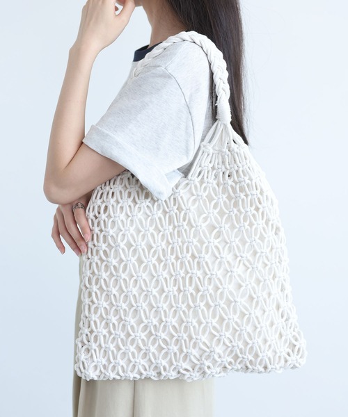 LA VORAGINE(ラ ヴォラジネ)の「【選べる3色展開!】マクラメトートバッグ(トートバッグ・レディース・Black/White/Beige・FREE)」の10枚目の写真