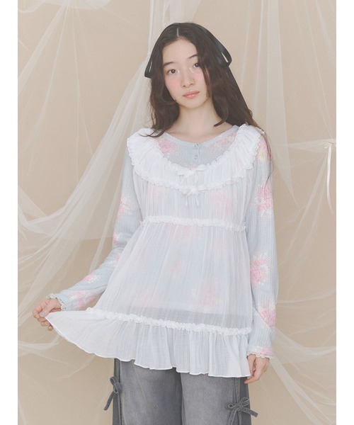 merry jenny(メリージェニー)の「bouquetワッフルトップス(Tシャツ/カットソー・レディース・ピンク/ブルー/ミント・FREE)」の5枚目の写真