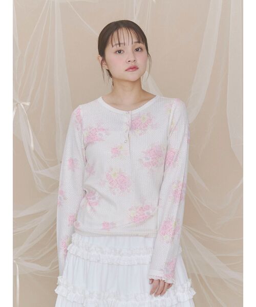 merry jenny(メリージェニー)の「bouquetワッフルトップス(Tシャツ/カットソー・レディース・ピンク/ブルー/ミント・FREE)」の12枚目の写真