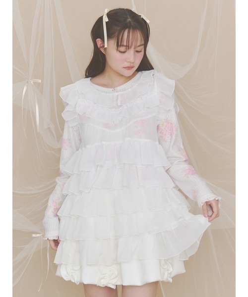 merry jenny(メリージェニー)の「bouquetワッフルトップス(Tシャツ/カットソー・レディース・ピンク/ブルー/ミント・FREE)」の9枚目の写真