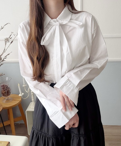 Nana(ナナ)の「2WAYリボンタイベーシックシャツ(シャツ/ブラウス・レディース・アイボリー・FREE)」の19枚目の写真