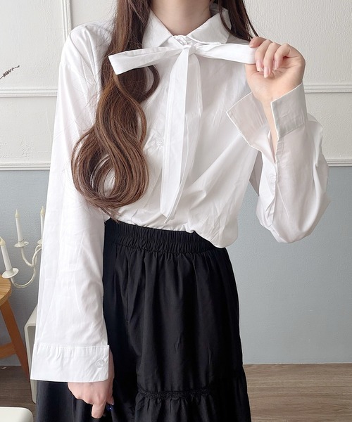 Nana(ナナ)の「2WAYリボンタイベーシックシャツ(シャツ/ブラウス・レディース・アイボリー・FREE)」の20枚目の写真