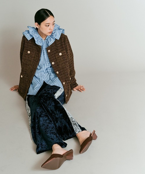 W:Huku(フーク)の「クラッシュ ベロア サイド ライン パンツ / Crash Velour Side-Line Pants(その他パンツ・レディース・ネイビー/ライトベージュ/ブラウン・FREE)」の13枚目の写真