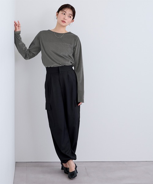 UR'S(ユアーズ)の「シアーベロアロングTシャツ(Tシャツ/カットソー・レディース・ブラウン/ブラック/チャコール/アイボリー・S/M/L)」の16枚目の写真
