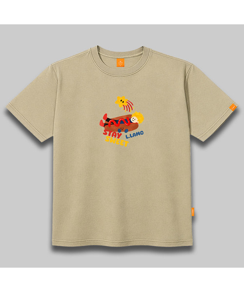 LLAMO(エラモ)の「ホットドッグ王子 半袖Tシャツ 男女共用 ビッグサイズ(Tシャツ/カットソー・メンズ・ネイビー/カーキ/ホワイト/ベージュ・X-LARGE/MEDIUM/LARGE/2XL/3XL/4XL/SMALL)」の3枚目の写真