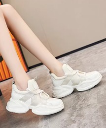 サイドベルト レースアップ 厚底 ダッド スニーカー