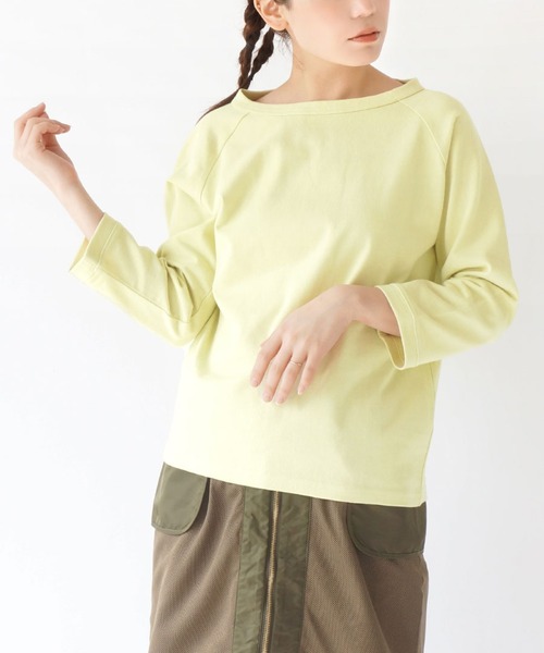 zootie（ズーティー）の「ほぼシミヘン加工 フレンチバスク ラグランカットソー［無地］（Tシャツ/カットソー・レディース・ベージュ系その他/オフホワイト/カーキ/ブラック/ライトブルー/ベージュ/ダークグリーン/ネイビー/オレンジ/ミント/チョコ/グレー系その他/ライトピンク/ライトイエロー・LL/L/M）」の13枚目の写真