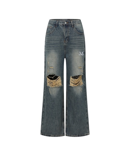 MUCENT(ムセント)の「モバウォッシングダメージデニムパンツ (3カラー)(デニムパンツ・レディース・ダークブルー/ライトブルー/ブラック・MEDIUM/SMALL)」の3枚目の写真