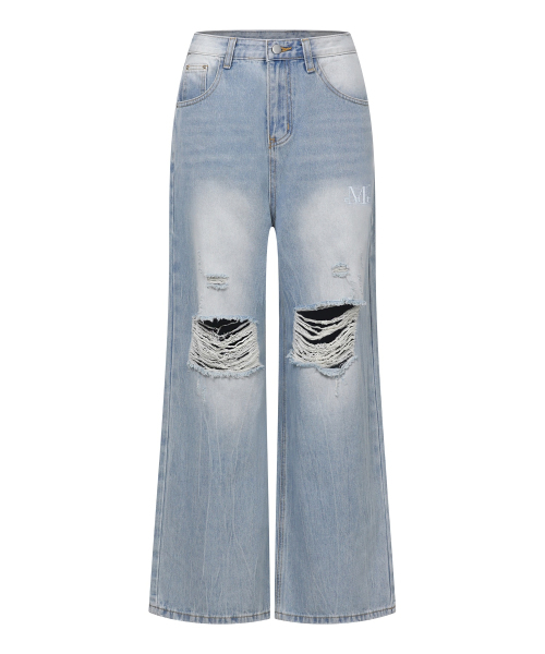 MUCENT(ムセント)の「モバウォッシングダメージデニムパンツ (3カラー)(デニムパンツ・レディース・ダークブルー/ライトブルー/ブラック・MEDIUM/SMALL)」の7枚目の写真