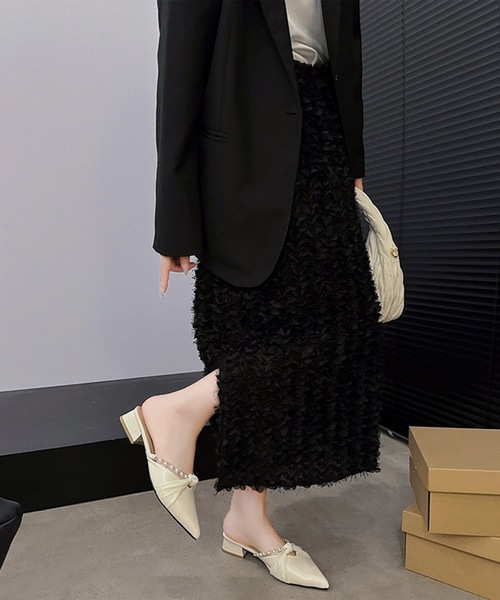 Lace Ladies(レースレディース)の「リボン パール付き ポインテッド ミュール パンプス(パンプス・レディース・アイボリー・25cm/24.5cm/24cm/23.5cm/23cm/22.5cm)」の4枚目の写真
