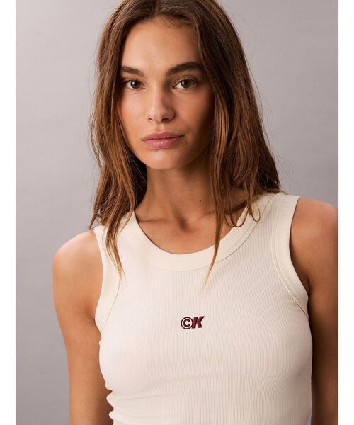 Calvin Klein(カルバン・クライン)の「タンクトップ - リブタンクトップ(タンクトップ・レディース・ナチュラル・S)」の2枚目の写真