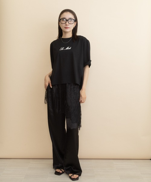 lodie(ロディ)の「”Le Midi" フロントロゴT(Tシャツ/カットソー・レディース・チャコールグレー/ベージュ/ブラウン/ブラック・FREE)」の7枚目の写真