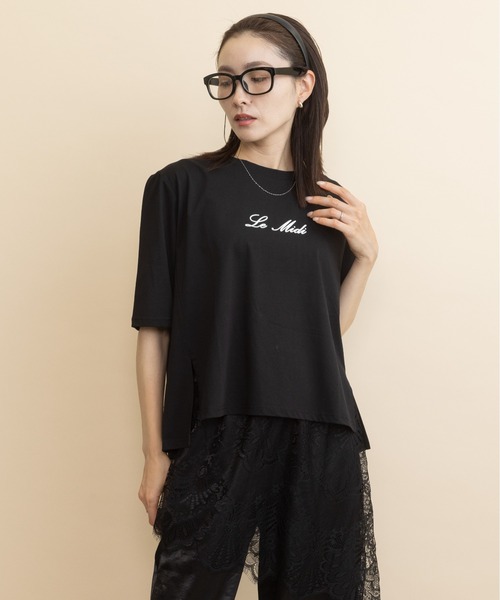 lodie(ロディ)の「”Le Midi" フロントロゴT(Tシャツ/カットソー・レディース・チャコールグレー/ベージュ/ブラウン/ブラック・FREE)」の6枚目の写真