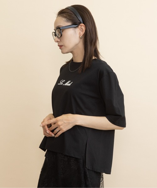 lodie(ロディ)の「”Le Midi" フロントロゴT(Tシャツ/カットソー・レディース・チャコールグレー/ベージュ/ブラウン/ブラック・FREE)」の11枚目の写真