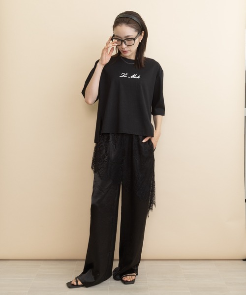 lodie(ロディ)の「”Le Midi" フロントロゴT(Tシャツ/カットソー・レディース・チャコールグレー/ベージュ/ブラウン/ブラック・FREE)」の16枚目の写真