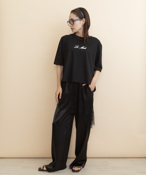 lodie(ロディ)の「”Le Midi" フロントロゴT(Tシャツ/カットソー・レディース・チャコールグレー/ベージュ/ブラウン/ブラック・FREE)」の10枚目の写真