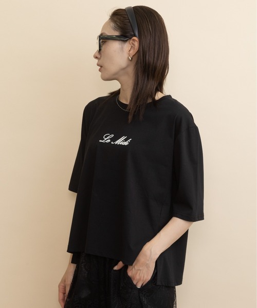 lodie(ロディ)の「”Le Midi" フロントロゴT(Tシャツ/カットソー・レディース・チャコールグレー/ベージュ/ブラウン/ブラック・FREE)」の13枚目の写真