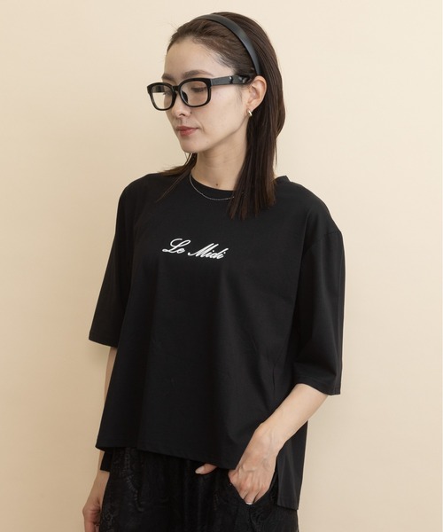 lodie(ロディ)の「”Le Midi" フロントロゴT(Tシャツ/カットソー・レディース・チャコールグレー/ベージュ/ブラウン/ブラック・FREE)」の9枚目の写真