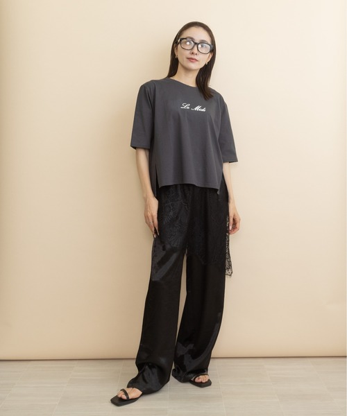 lodie(ロディ)の「”Le Midi" フロントロゴT(Tシャツ/カットソー・レディース・チャコールグレー/ベージュ/ブラウン/ブラック・FREE)」の22枚目の写真