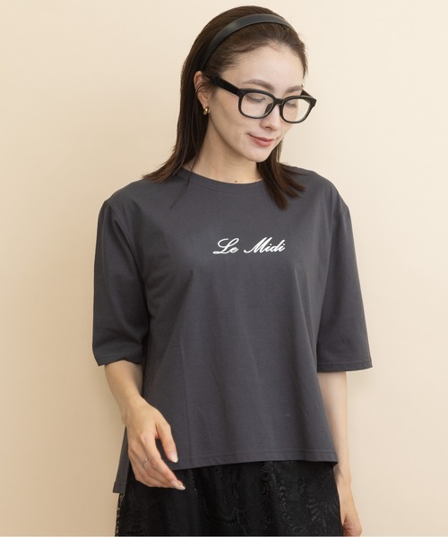 lodie(ロディ)の「”Le Midi" フロントロゴT(Tシャツ/カットソー・レディース・チャコールグレー/ベージュ/ブラウン/ブラック・FREE)」の17枚目の写真