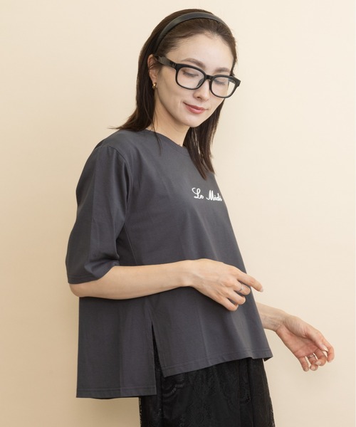 lodie(ロディ)の「”Le Midi" フロントロゴT(Tシャツ/カットソー・レディース・チャコールグレー/ベージュ/ブラウン/ブラック・FREE)」の19枚目の写真