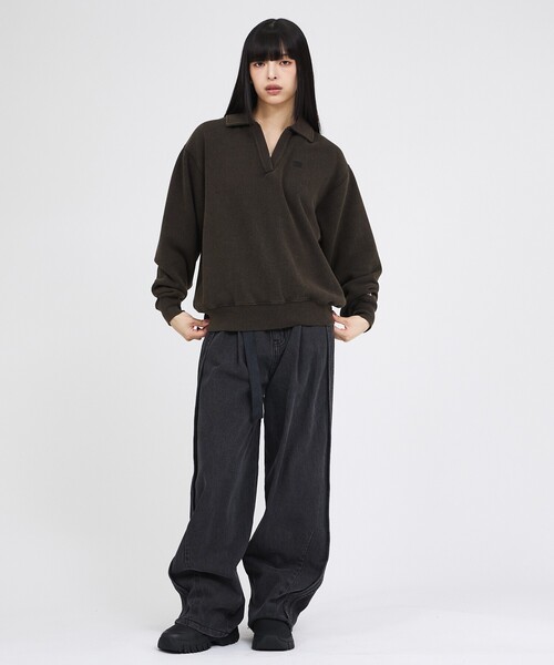 Russell Athletic(ラッセルアスレティック)の「【RUSSELL ATHLETIC/ラッセル アスレチック】トライブレンドスキッパーカラースウェット/Tri-Blend Brushed Skipper Collar Sweat(スウェット・レディース・ライトグレー/ブラック/レッド・フリー)」の4枚目の写真