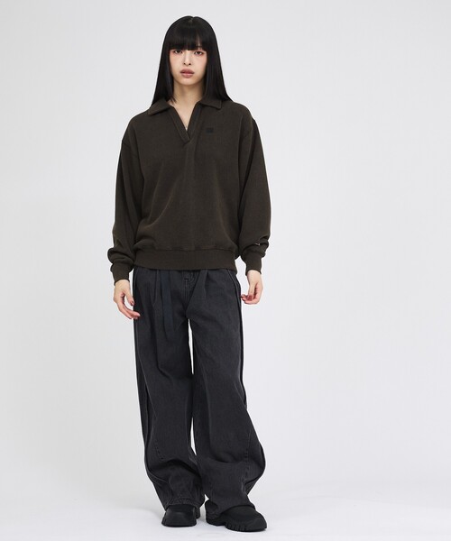 Russell Athletic(ラッセルアスレティック)の「【RUSSELL ATHLETIC/ラッセル アスレチック】トライブレンドスキッパーカラースウェット/Tri-Blend Brushed Skipper Collar Sweat(スウェット・レディース・ライトグレー/ブラック/レッド・フリー)」の5枚目の写真