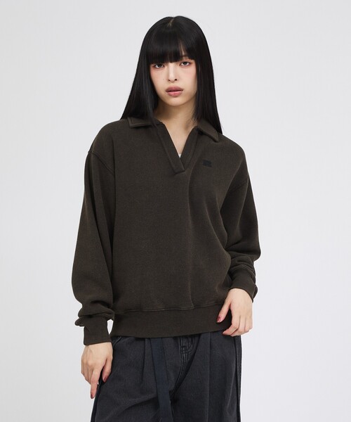 Russell Athletic(ラッセルアスレティック)の「【RUSSELL ATHLETIC/ラッセル アスレチック】トライブレンドスキッパーカラースウェット/Tri-Blend Brushed Skipper Collar Sweat(スウェット・レディース・ライトグレー/ブラック/レッド・フリー)」の6枚目の写真