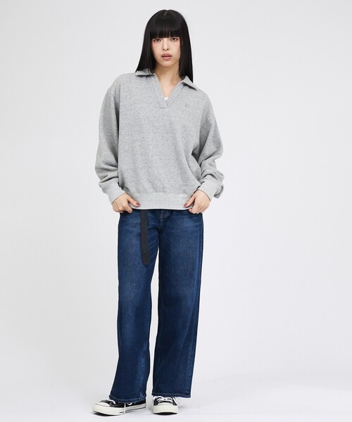 Russell Athletic(ラッセルアスレティック)の「【RUSSELL ATHLETIC/ラッセル アスレチック】トライブレンドスキッパーカラースウェット/Tri-Blend Brushed Skipper Collar Sweat(スウェット・レディース・ライトグレー/ブラック/レッド・フリー)」の9枚目の写真