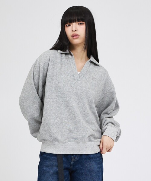 Russell Athletic(ラッセルアスレティック)の「【RUSSELL ATHLETIC/ラッセル アスレチック】トライブレンドスキッパーカラースウェット/Tri-Blend Brushed Skipper Collar Sweat(スウェット・レディース・ライトグレー/ブラック/レッド・フリー)」の11枚目の写真