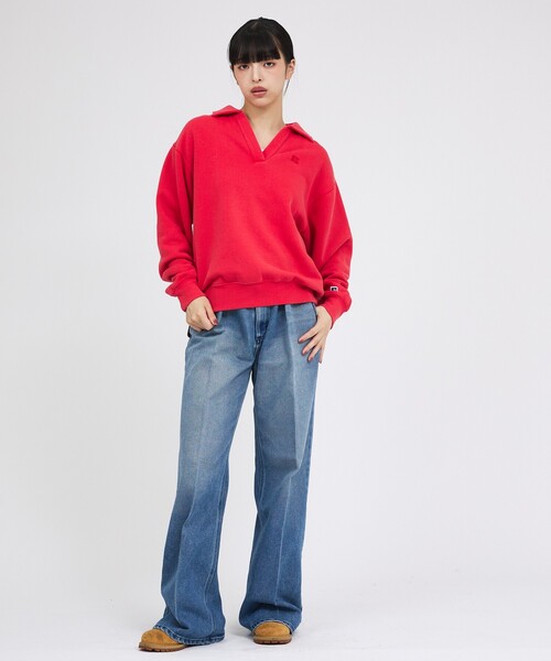 Russell Athletic(ラッセルアスレティック)の「【RUSSELL ATHLETIC/ラッセル アスレチック】トライブレンドスキッパーカラースウェット/Tri-Blend Brushed Skipper Collar Sweat(スウェット・レディース・ライトグレー/ブラック/レッド・フリー)」の14枚目の写真