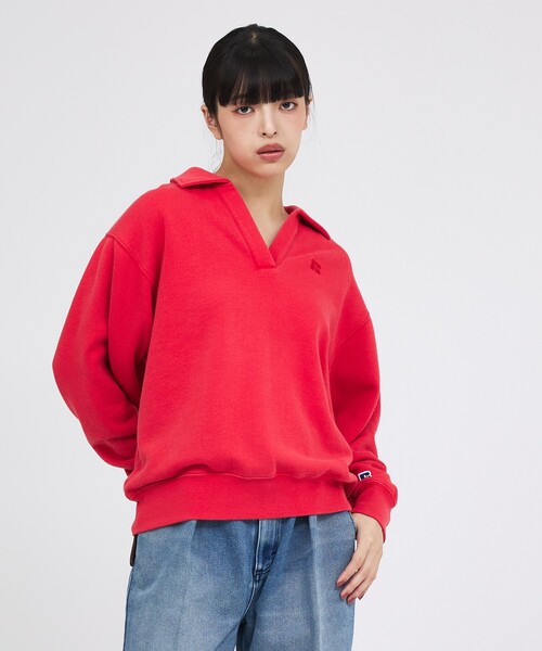 Russell Athletic(ラッセルアスレティック)の「【RUSSELL ATHLETIC/ラッセル アスレチック】トライブレンドスキッパーカラースウェット/Tri-Blend Brushed Skipper Collar Sweat(スウェット・レディース・ライトグレー/ブラック/レッド・フリー)」の17枚目の写真