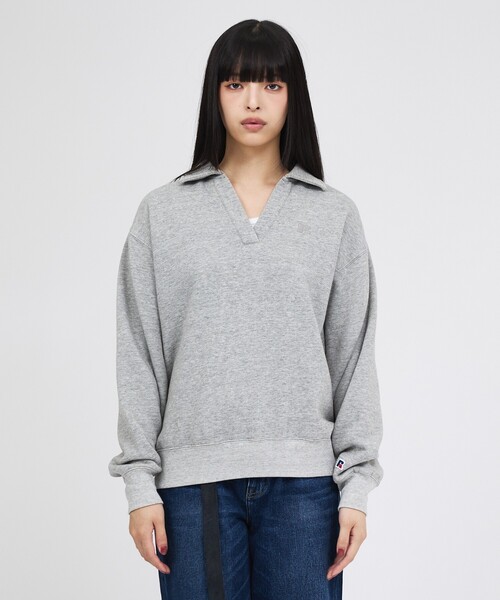 Russell Athletic(ラッセルアスレティック)の「【RUSSELL ATHLETIC/ラッセル アスレチック】トライブレンドスキッパーカラースウェット/Tri-Blend Brushed Skipper Collar Sweat(スウェット・レディース・ライトグレー/ブラック/レッド・フリー)」の19枚目の写真