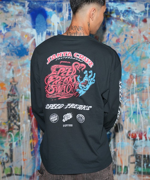 SANTA CRUZ(サンタクルーズ)の「【ムラサキスポーツ限定】SANTACRUZ/サンタクルーズ 長袖 Tシャツ ロンT ロゴ バックプリント 袖プリント 502264401(Tシャツ/カットソー・メンズ・ホワイト/ライトブラック・XL/M/L)」の2枚目の写真
