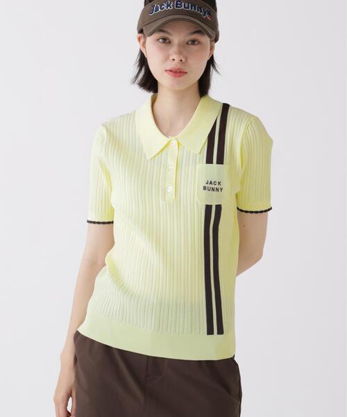 Jack Bunny!!（ジャックバニー）の「【Jack Bunny!!】イージーケア サイドライン半袖ニットポロ（ポロシャツ・レディース・ブルー/ネイビー/イエロー・SMALL/MEDIUM/LARGE）」の5枚目の写真
