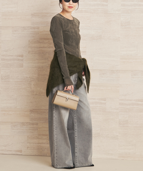 plage（プラージュ）の「《追加》Flocky Mesh ロンT（Tシャツ/カットソー・レディース・チャコールグレー/ブラウン/ホワイト・FREE）」の10枚目の写真