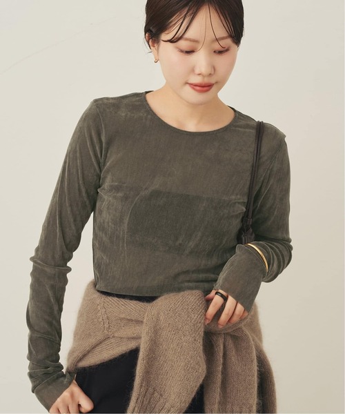 plage（プラージュ）の「《追加》Flocky Mesh ロンT（Tシャツ/カットソー・レディース・チャコールグレー/ブラウン/ホワイト・FREE）」の21枚目の写真