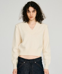 【2026Autumn Pre-Order】ピュアウールVネックショルダーニット / Pure Wool V-Neck Shoulder Knit