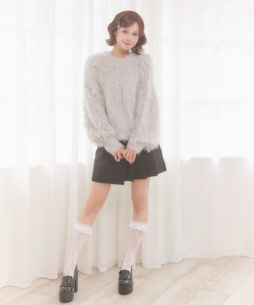 Mejoul(メジュール)の「フェザータッチニット(ニット/セーター・レディース・グレー/アイボリー/ピンク・F)」の17枚目の写真