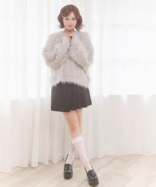 Mejoul(メジュール)の「フェザータッチニット(ニット/セーター・レディース・グレー/アイボリー/ピンク・F)」の18枚目の写真