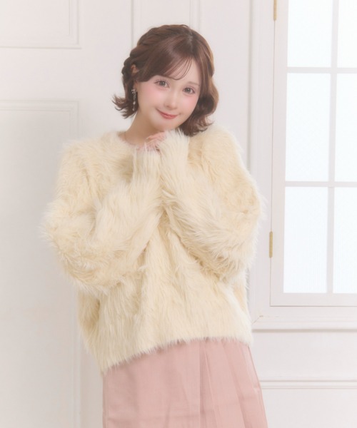 Mejoul(メジュール)の「フェザータッチニット(ニット/セーター・レディース・グレー/アイボリー/ピンク・F)」の21枚目の写真
