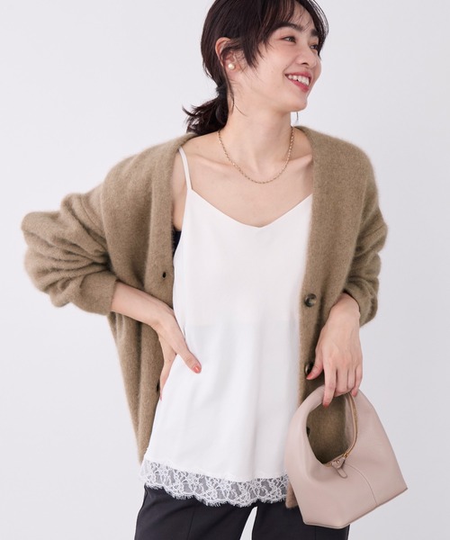 MICA&DEAL(マイカ&ディール)の「ヘムレースサテンキャミソール(キャミソール・レディース・ブラック/オフホワイト/ブラウン・FREE)」の2枚目の写真
